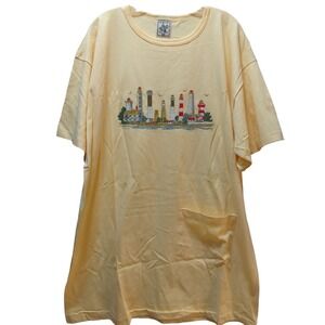 Alore One Size women yellow swim suit cover  t shirt dress Lighthouses S M L USA